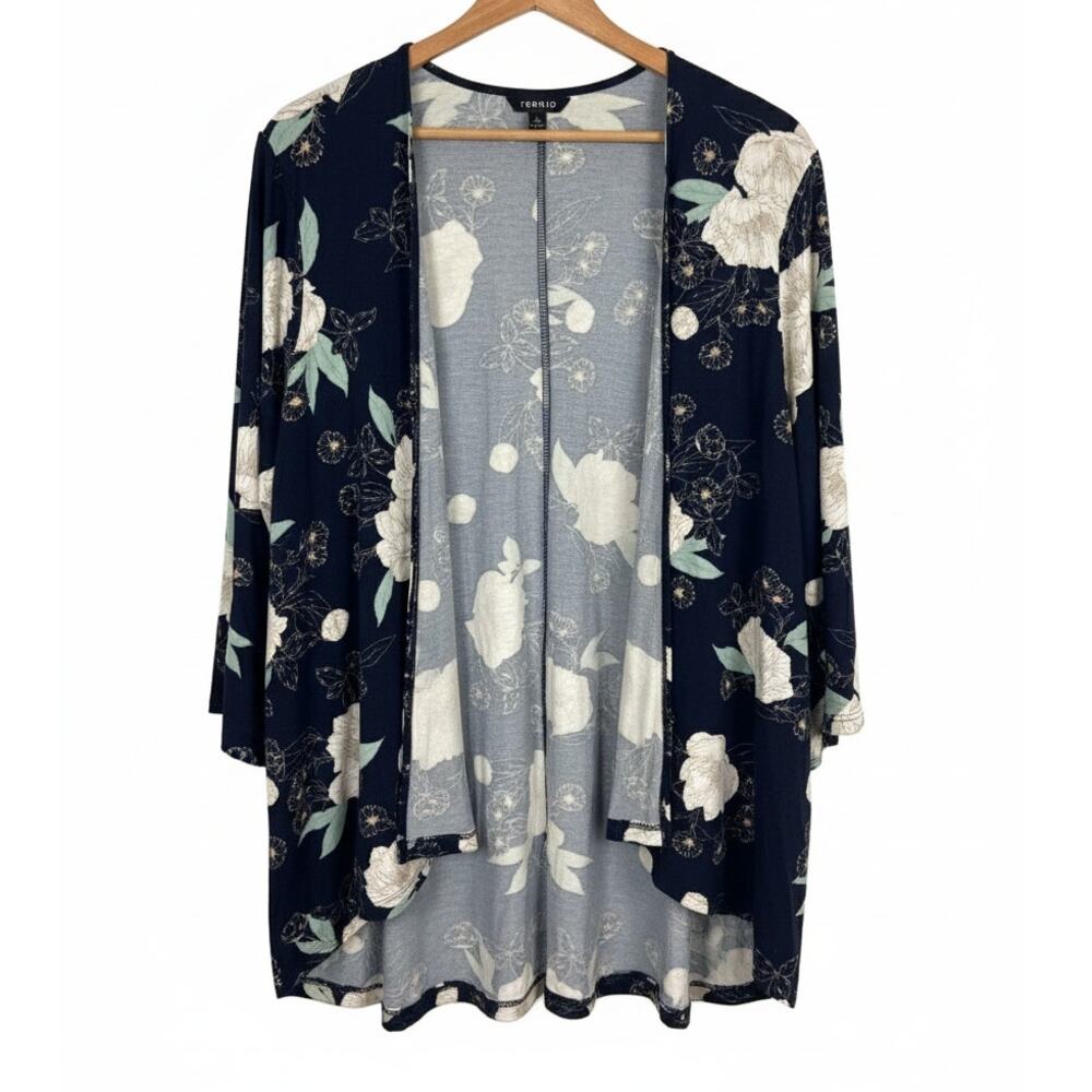 Torrid Womens 3X Boho‎ Floral Bloomcore Super Soft Knit Open Front Kimono Duster